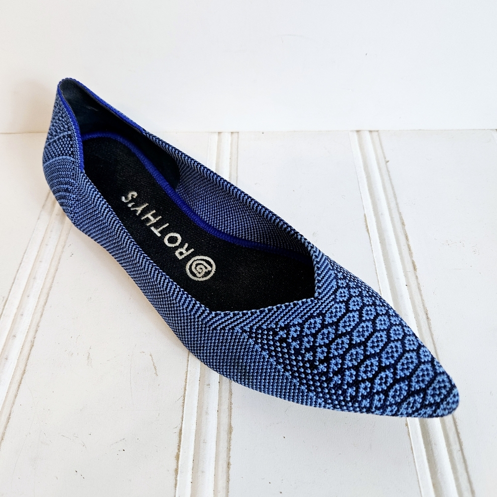 Rothys The Point Lapis Python Blue Flats Womens 8… - image 1